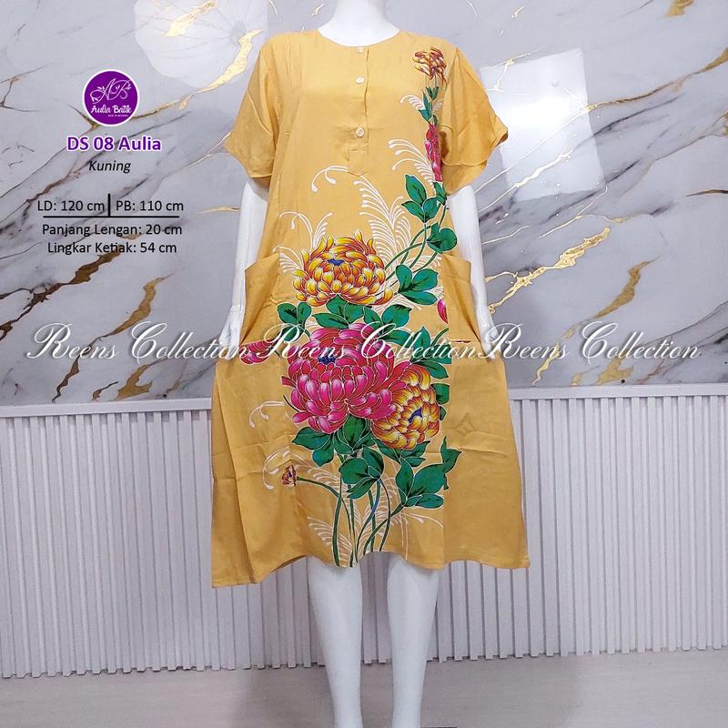 Aulia Batik Daster 08 Batik Print | Daster 3 Kancing Depan Busui 2 Saku Tangan Pendek Di Bawah Lutut daster  viral 7