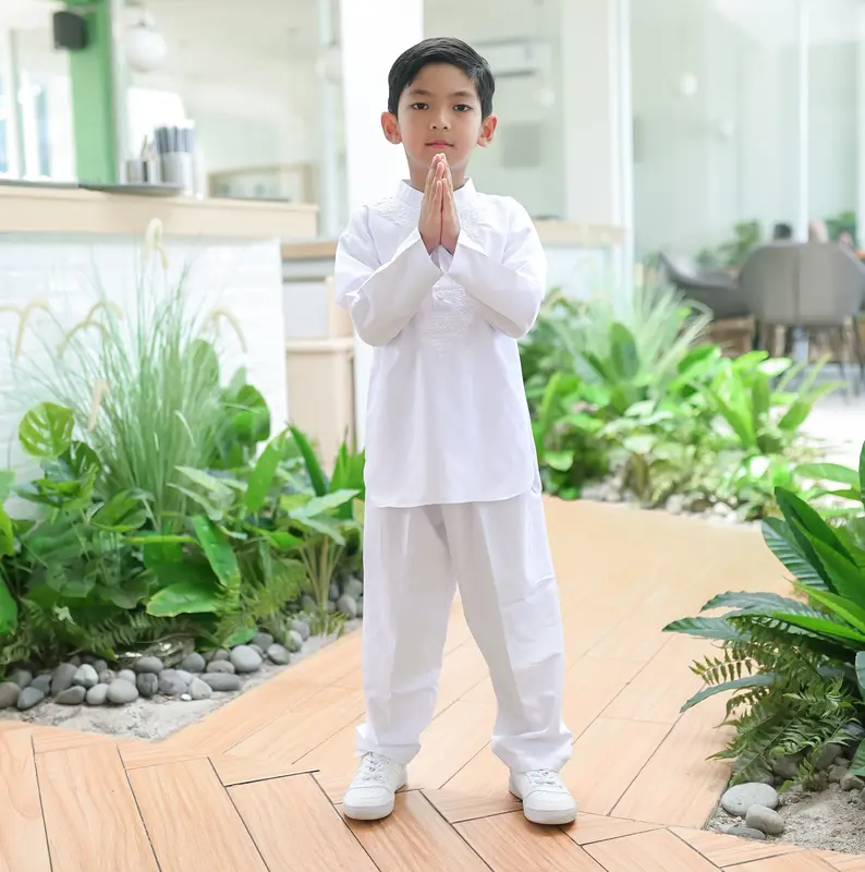 Setelan Baju Koko Anak Putih Bersih lengan panjang Bahan Katun Micro Premium Muslim 2