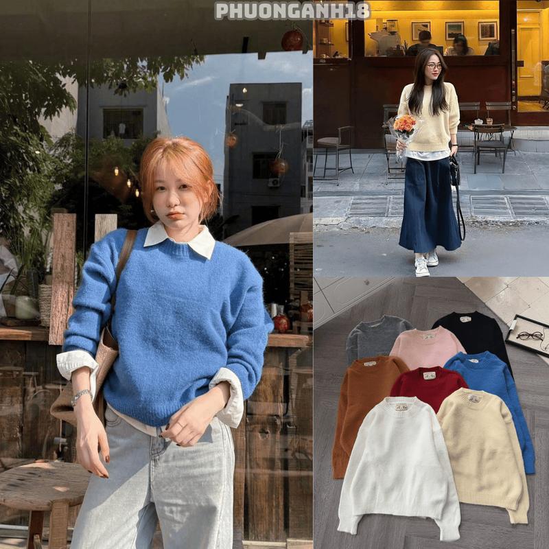   Mới  Áo len dài tay cổ tròn chất len lông thỏ hàng QC  102  A038 