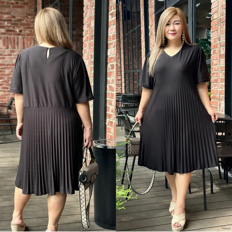 FINA BIGSIZE - (NESYA) DRESS PLISKET WANITA JUMBO BIGSIZE KEKINIAN 1