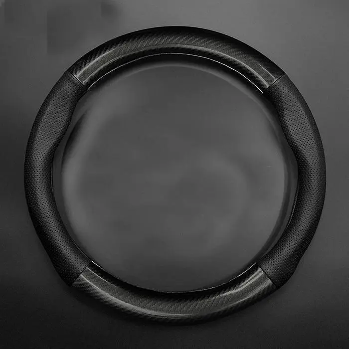 Sarung Setir Mobil Kulit Lembut Berkualitas Tinggi, Pegangan Stabil, Aksesori Dekorasi Kendaraan Keluarga - Bentuk-D hitam, 38cm - Bentuk-D hitam, 38cm - Bentuk D hitam, 38cm