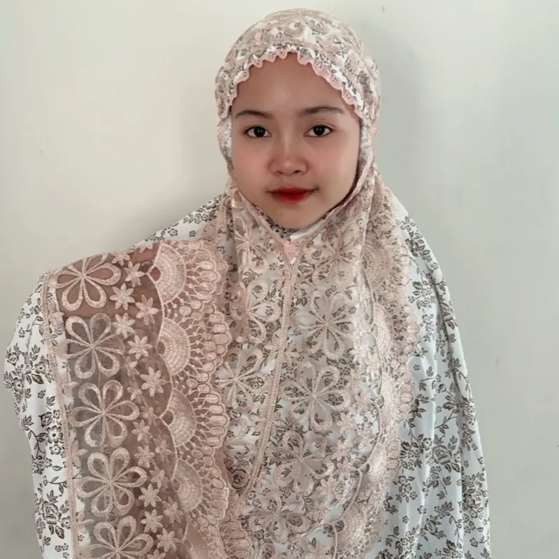 Mukena Dewasa Katun foil Princes Tile Seroja Millo Renda Mewah Bahan Adem Lembut Nyaman