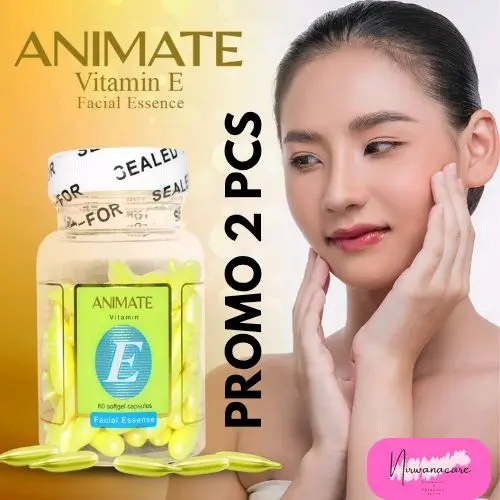 (PROMO 2 PCS) ANIMATE Facial  Essence/ Serum Vitamin Wajah isi 60 caps Mencerahkan Kulit Tubuh/ Memudarkan flek Hitam Tubuh Pencerah Perawatan