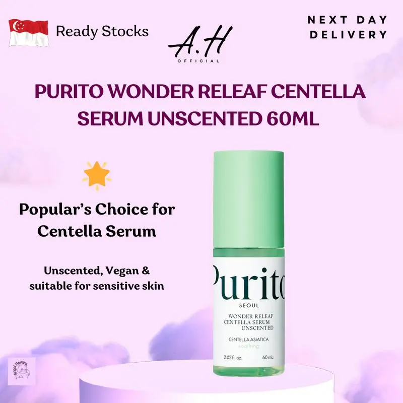 Purito Wonder Releaf Centella Serum Unscented 60ML Skincare Vegan Daily Hyaluronic Hyaluronic Redness Sensitive Skin Repair Comfort