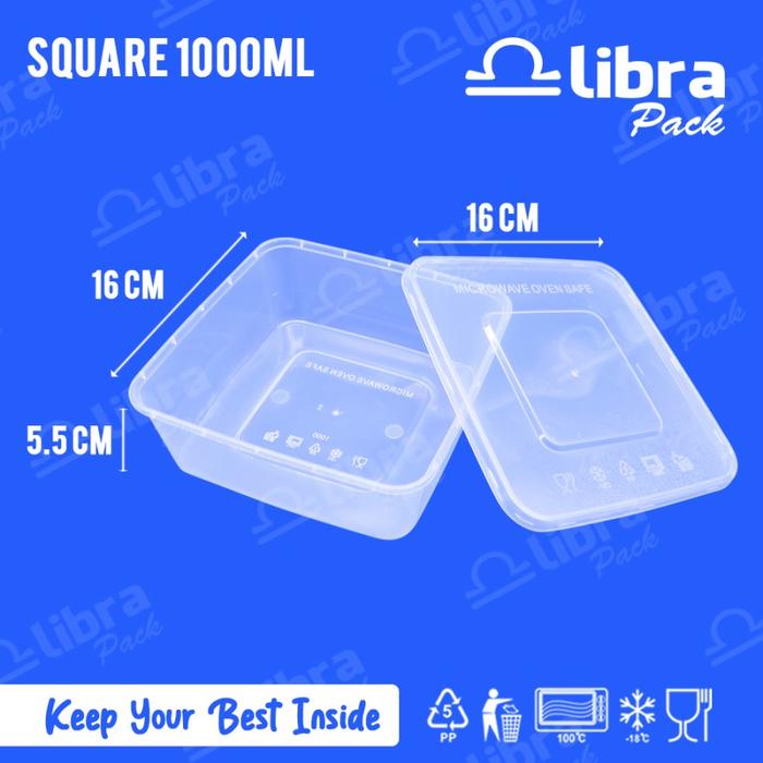 Gambar 300 Pcs - Thinwall Square 1000ml Dus Food Container Tempat Kotak Makan Murah dari Libra Pack Kota Tangerang Tokopedia