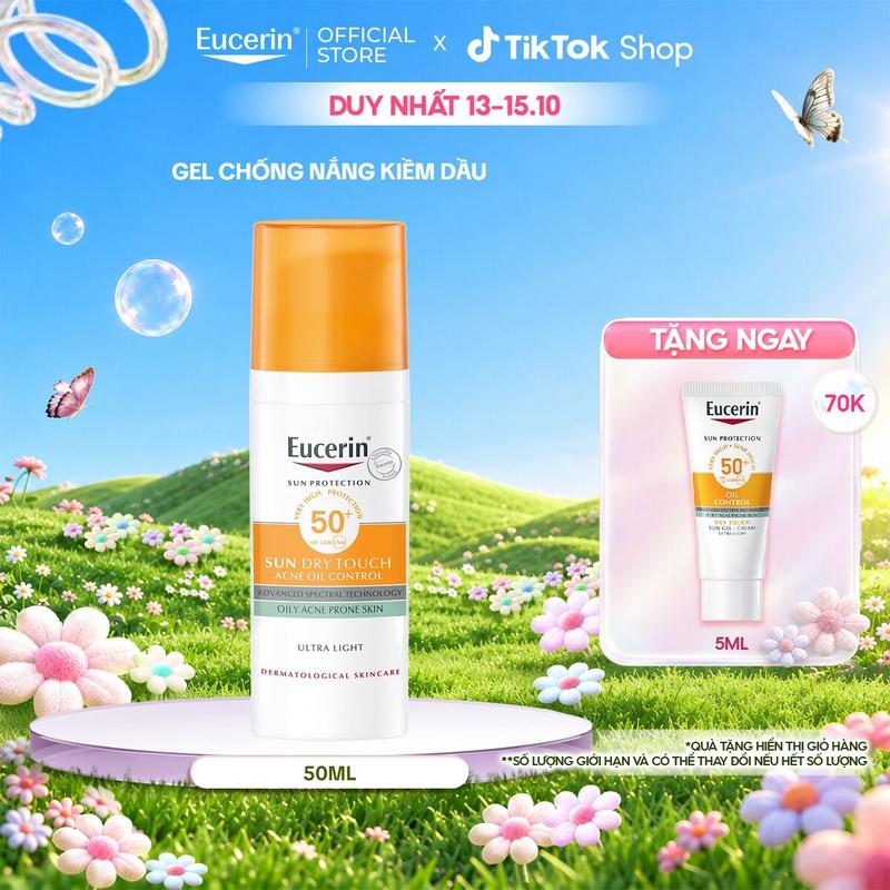 Gel Chống Nắng Giúp Hỗ Trợ Giảm Bóng Nhờn Eucerin Sun Dry Touch Oil Control Face SPF50+ 50ml-Skincare Sunscreen