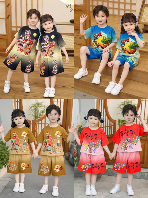 Bộ Cộc Mặc Dịp Tết Trung Thu Tết Nguyên Đán  Cho Bé Trai ,Gái Chất Thun Lạnh Thái ezi 10-45 kg ( có bán lẻ 1 bộ )