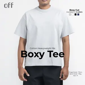 off - 245GSM Boxy Tee Premium | T-Shirt Kaos Potongan Boxy Oversize Cut Cotton Heavyweight in Silver Grey Unisex Pria Wanita COD