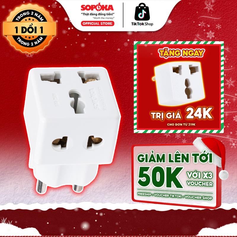  Ổ Cắm Chia Điện SOPOKA P15 Chống Tuột Phích Đầu Nối Thông Minh 1 Ra 2 – Tương Thích Phích 3 Chấu – Tiện Lợi Sử Dụng Bảo Hành 2 Năm 
