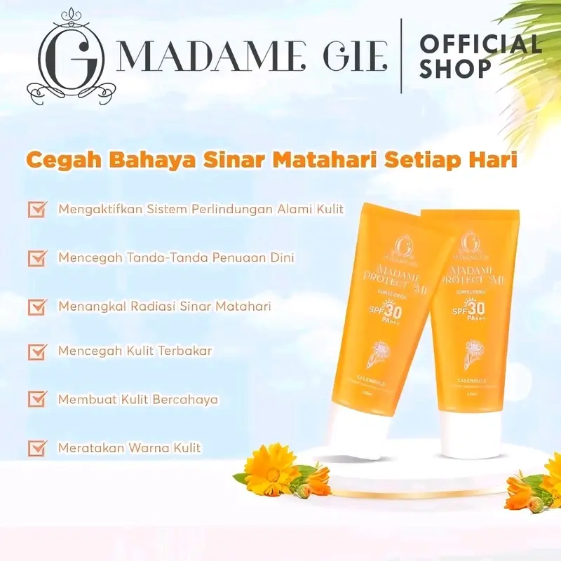 MADAME GIE  PROTECT ME SUNSCREEN SPF 30 PA+++ Extract Facial Wajah Vitamin 3