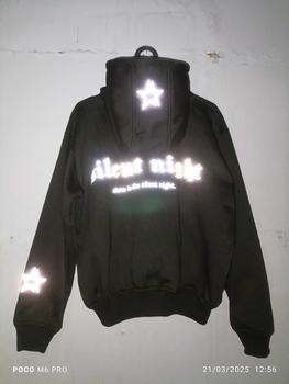 Product Review of Hoodie boxy fit reflektif Silent Nigh Unisex  Fleece tebal 280 gsm | Sablon Reflektif Silver Free Stiker from R**Z ** J**🤙 3