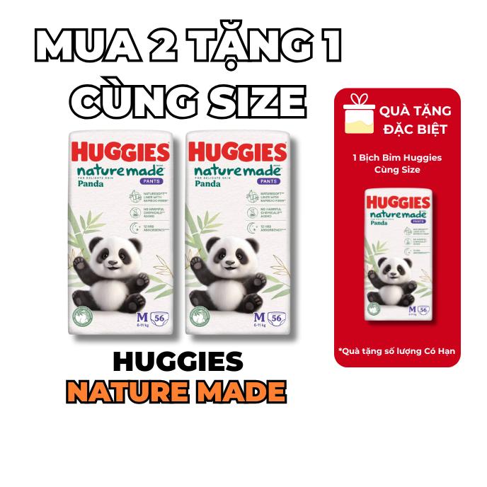 MUA 2 BỊCH TẶNG 1 BỊCH - Bỉm Tã Quần Huggies Nature Made Panda Phiên Bản Cao Cấp Siêu Thấm Hút
