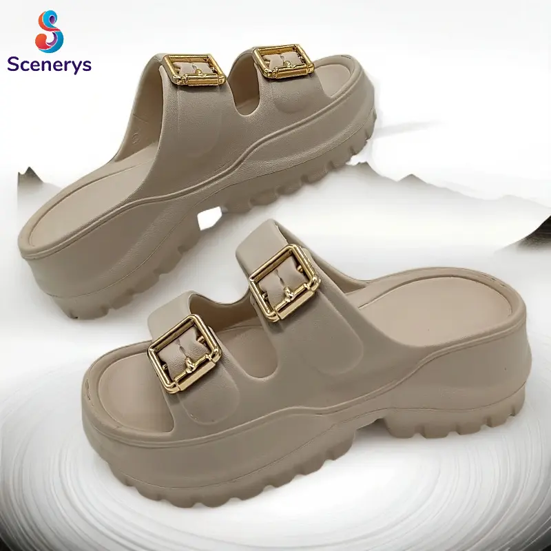Scenerys Sandal anak perempuan dengan hak baji yang lembut, sandal EVA ukuran 30-35 5