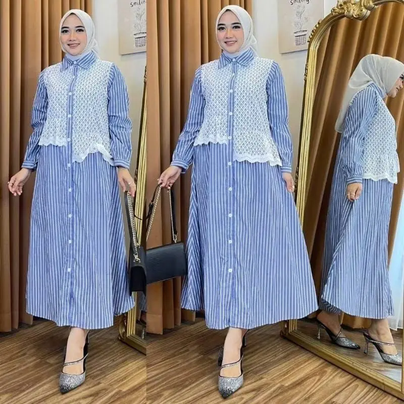 MIDI DRESS DERA / TUNIK REMAJA MIX BRUKAT SIMPEL / FASHION BUSANA MUSLIMAH / KEMEJA WANITA TERMURAH 0