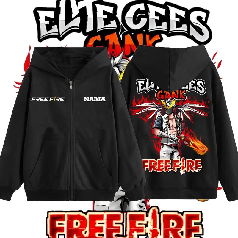 Jaket Zipper Free fireee FF freefire Anak laki laki 4-12 Tahun lucu - Hoodie epep cowok bahan tebal  Fashion kid 0