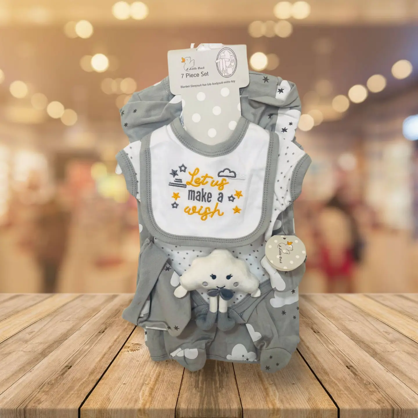 DGC Lifestyle - Let's Make A Wish Grey Baby Gift Set onesies
