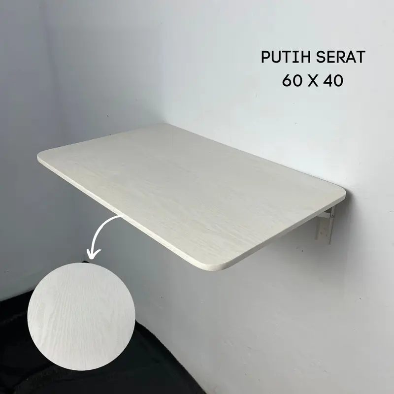 MEJA LIPAT LAPTOP MEJA KERJA LIPAT DINDING + LACI UKURAN 60 X 40 SATU SET / MEJA BELAJAR / MEJA LAPTOP / MEJA KOMPUTER / MEJA MINIMALIS SERBAGUNA BRACKET 30CM 1