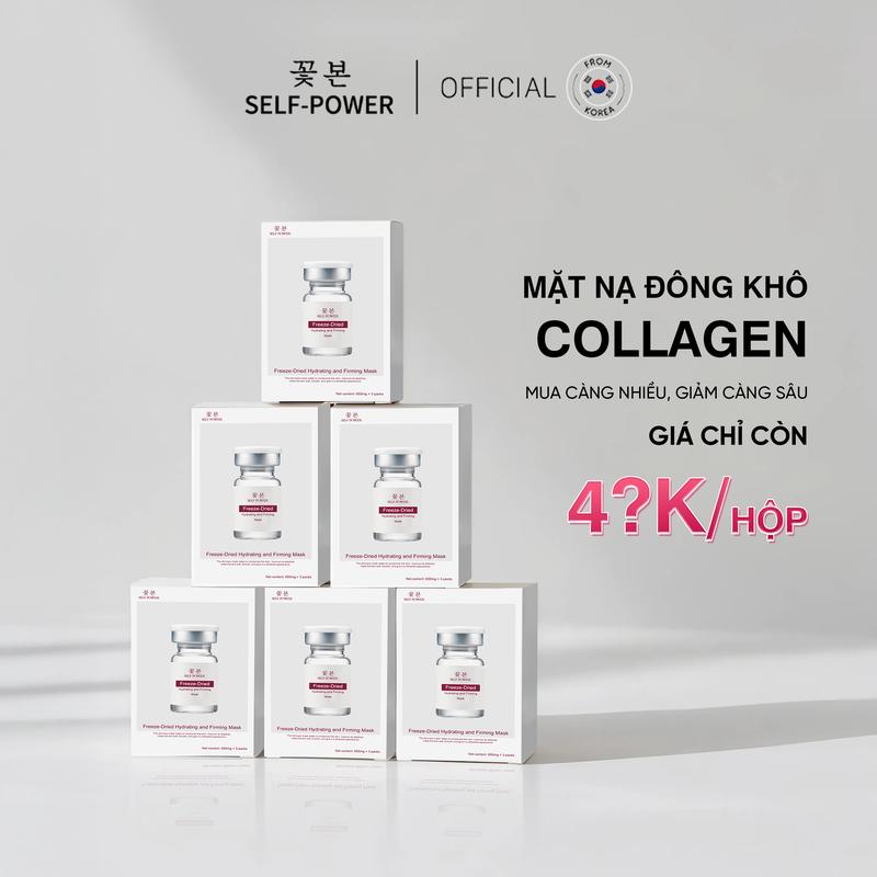Mặt Nạ Đông Khô Collagen Dưỡng Ẩm Hỗ Trợ Sáng Da 650mg Công Nghệ Đông Khô Từ Hàn Quốc SELF POWER Lành Tính Cho Mọi Loại Da Cho Nam & Nữ Mua 3 Tặng 10