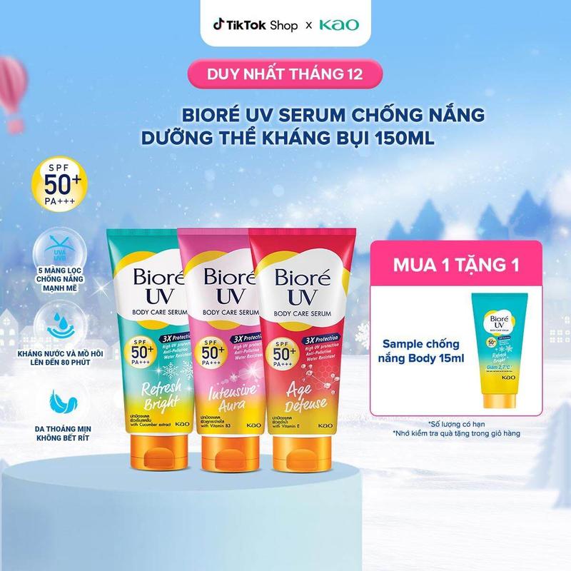   Chọn loại  Biore Serum Chống Nắng Dưỡng Thể Hỗ Trợ Kháng Bụi 150ml SPF 50+ PA+++ kem chống nắng body  biore 