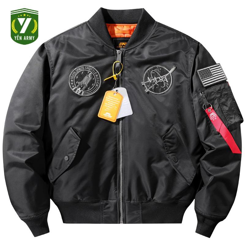  Áo Khoác Pilot Alpha Nasa 2025 Chần Bông Khóa Nhôm Màu Đen   Ghi Bạc   Xanh Rêu   Xanh Than - Mã NASA 2025 