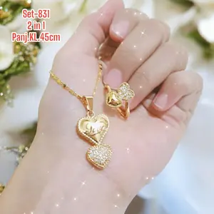 SET PERHIASAN KALUNG CINCIN WANITA MOTIF PERMATA /SET-819/SET-831