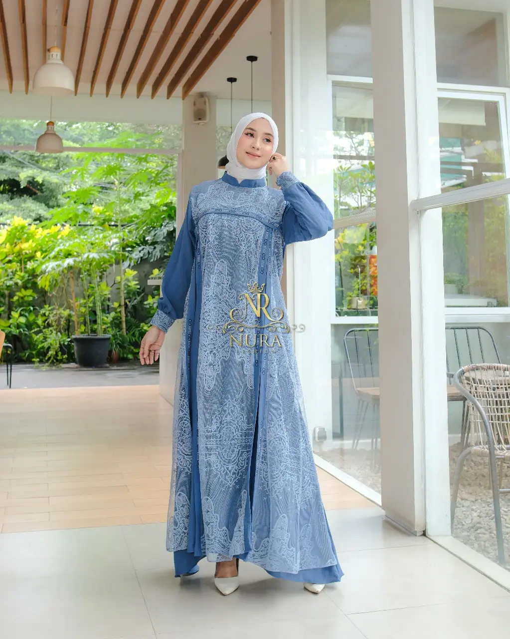 NURA - Gamis Brokat Terbaru 2025 | Syahira Dress | Crinkle Premium Mix Brokat Aplikasi Swarovsky