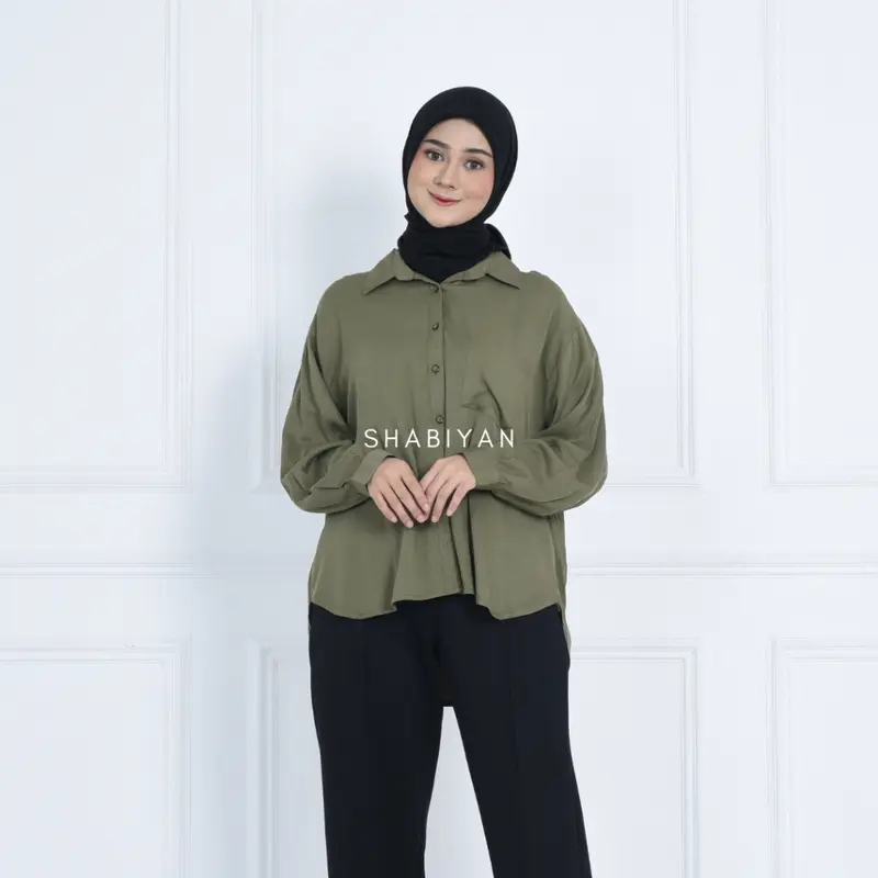 Shabiyan Atasan Kemeja Wanita Polos Jumbo Viscose Twill - Meeza 1