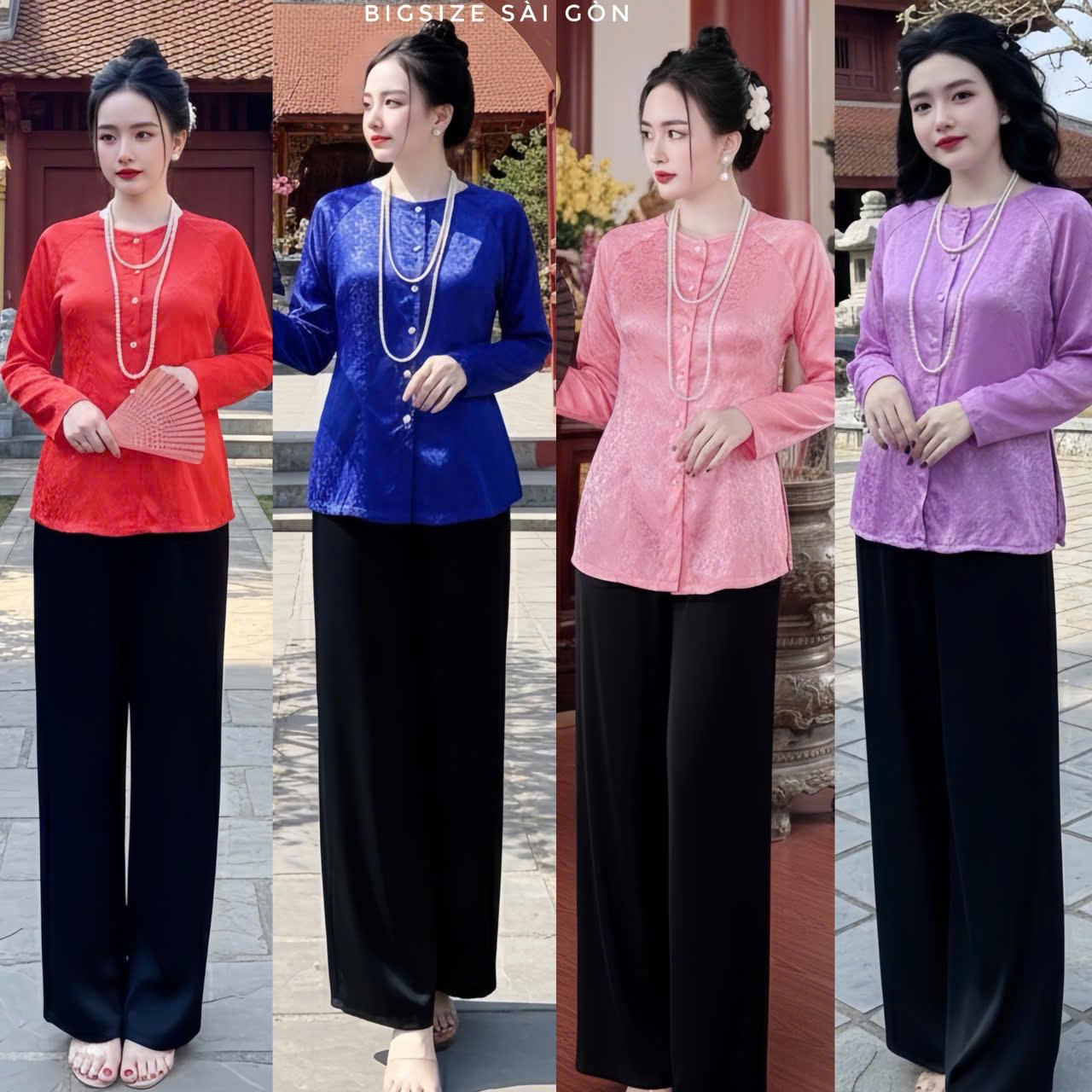 Đồ Lam - Pháp Phục Bigsize 50-100kg Áo Vải Gấm Quần Vải Măng gồ Nữ Women Top Xoè - A.5608