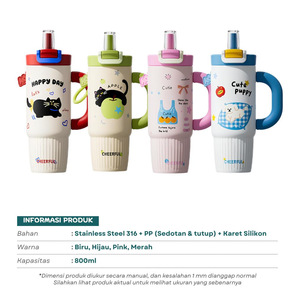 [EXCLUSIVE KREATOR] Tumbler 800ml Tahan Panas & Dingin - Material Stainless Steel 316, BPA Free, Tahan Lama botol minum olahraga tumblr untuk traveling