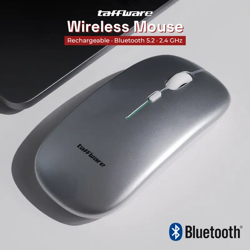 Taffware Silent Mouse Rechargeable Dual Mode Bluetooth 5.2 dan 2.4GHz 0