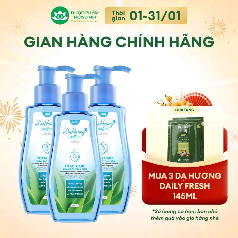  Combo 3 chai dung dịch vệ sinh Dạ Hương Daily Fresh Total Care 145ml - Giúp CHĂM SÓC TOÀN DIỆN 