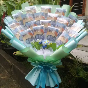 Kerangka Buket Kosongan 20 Lembar dengan Desain Elegan dan Warna Hijau Muda untuk Hadiah Spesial