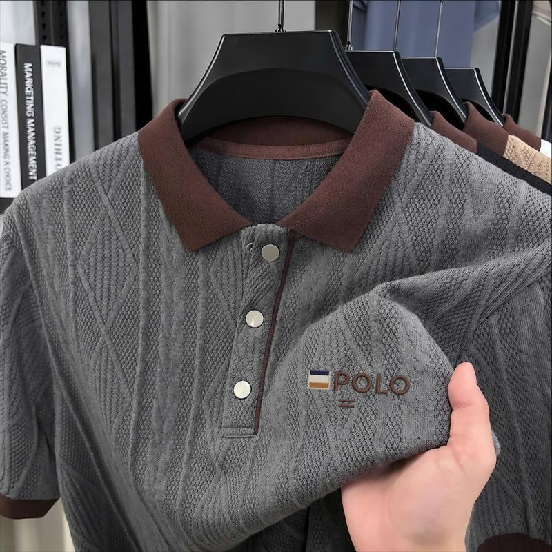 Áo Polo Nam PL07 Dệt Nổi Cao Cấp, Cổ Phối Màu, Tay Ngắn Form Đẹp, Đổi Trả Hàng Thoải Mái