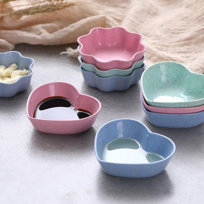 Đĩa Khai Vị, Đĩa Gia Vị, Bát Mini, Chất Liệu Rơm Lúa Mì Và PP Gia Dụng, Hình Trái Tim Và Hoa Thân Thiện Với Môi Trường, Đồ Dùng Nhà Bếp, Thích Hợp Cho Bộ Đồ Ăn, Nhẹ, Thân Thiện Với Môi Trường 1