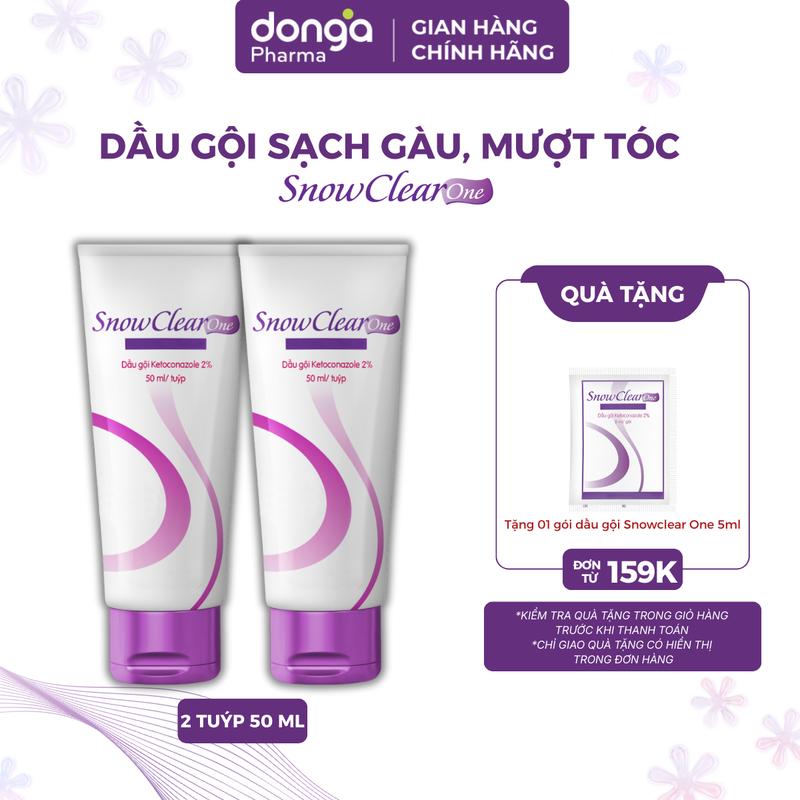COMBO 2 TUÝP Dầu gội SnowClear One chiết xuất dầu dừa tác động kép - tuýp 50ml