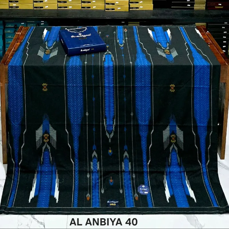 Sarung Al Anbiya Rayon Super Printing - Motif Muslim Lembut untuk - Dewasa, Katun, Hitam, Keren, Kotak 2