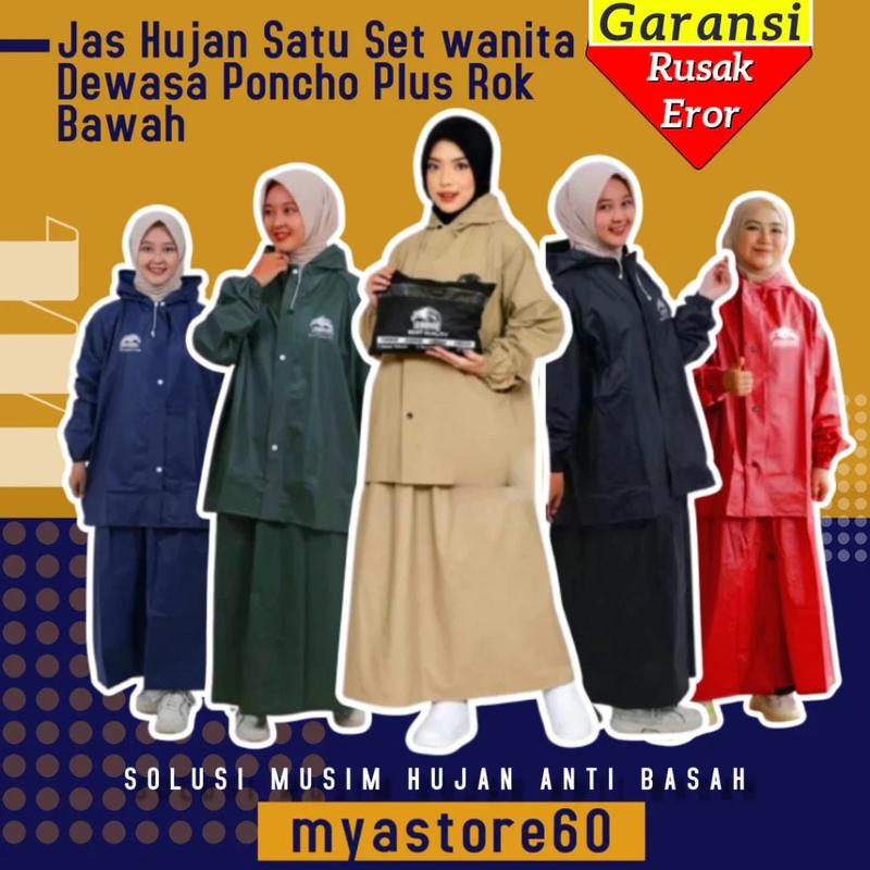 Paket Promo Hemat Jas Hujan Mantel Poncho Wanita Dewasa Atasan Baju Setelan Bawahan Rok Gratis Jas Hujan Setelan Baju Dan Celana Beli 1 Pasang Dapat 2 Pasang 1