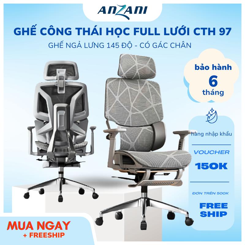 {CTH 97} Ghế tựa lưng công thái học CTH 97 nhà Anzani Ghế Xoay Công Thái Học Lưng Hợp Kim Nhôm Tựa lưng 6D