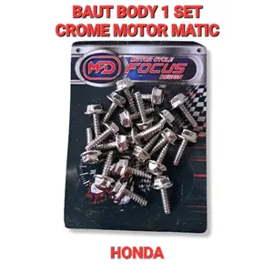 BAUT BODY PROBOLT CHROME THAILAND UNIVERSAL  SEMUA MOTOR MODEL 2 KUNCI 1 PACK Baut Motorcycle