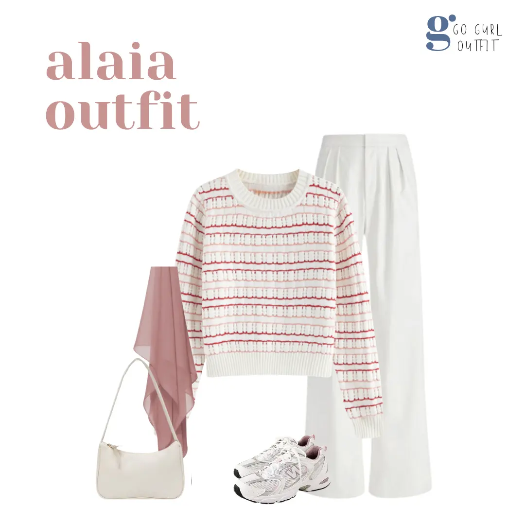 One Set Korean Style (Sweater Stripe Warna-Warni, Celana Kulot) Setelan OOTD Wanita Kekinian - GGO15