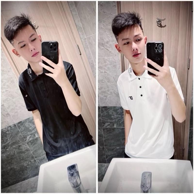 Áo polo cộc tay nam nữ premiun cotton TA trơn cổ bẻ phối viền cổ dệt chữ kia vương miện trước thêu chữ kim loại đơn giản boy phố PL174