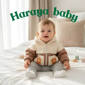 haraya jaket karakter bayi saku kotak kombinasi cotton fleece tebal size S,M,L