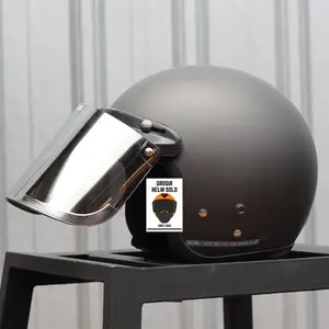 Helm bogo dewasa pria wanita kaca datar silver full leher SNI