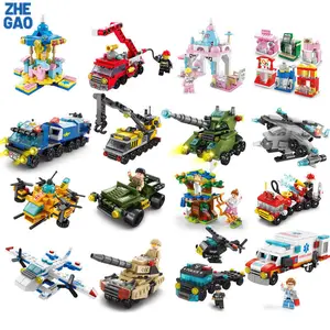 ZHEGAO Bricks Balok Model Police Navy Fire Truck 3D Puzzle Balok Susun Mainan Edukasi Anak 5/6 Tahun