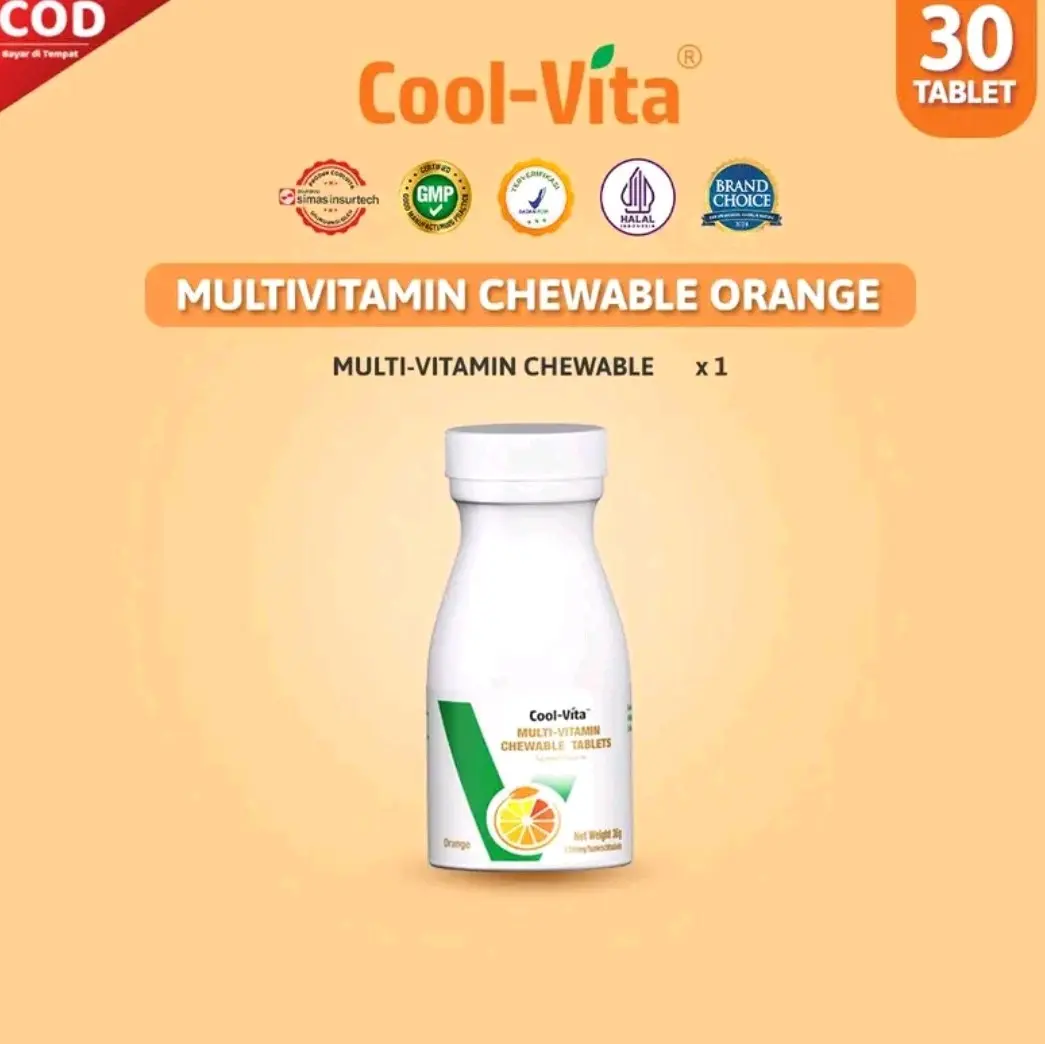 Coolvita Multivitamin Tablet Kunyah 30tablet Chewable Rasa Orange Penambah Nafsu Makan