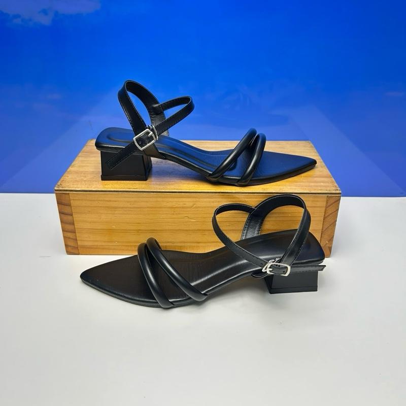  Dép nữ  MŨI NHỌN  quai dây chéo hậu c gót vuông cao 3f.chất liệu simili 