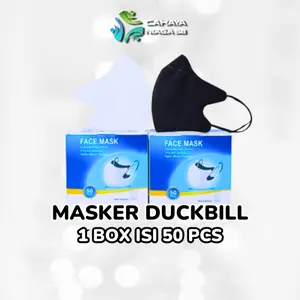 Masker Duckbill Garis 3 Ply Face Mask - 1 Box Isi 50 Pcs
