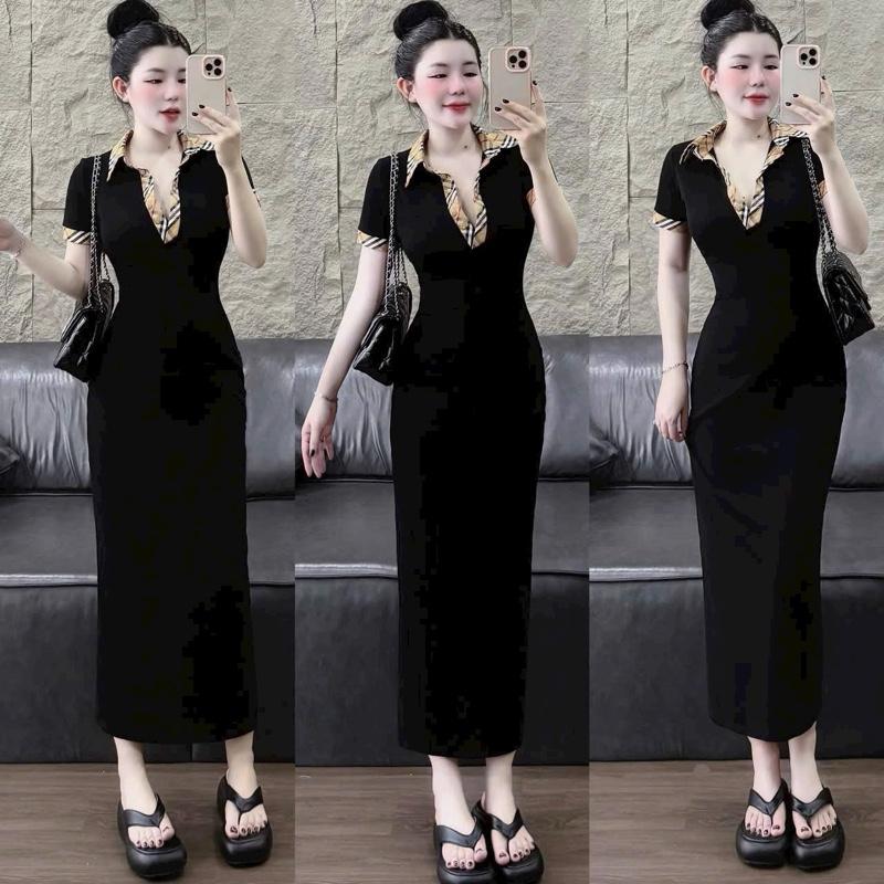 Váy polo cổ trụ phối sọc dáng dài và ngắn Dany.store