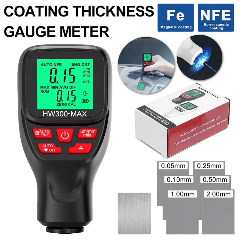 Digital Paint coating thickness gauge tester HW300S HW300PRO Alat ukur Digital ketebalan lapisan cat mobil HW 300S HW 300PRO HW-300S HW-300PRO 6