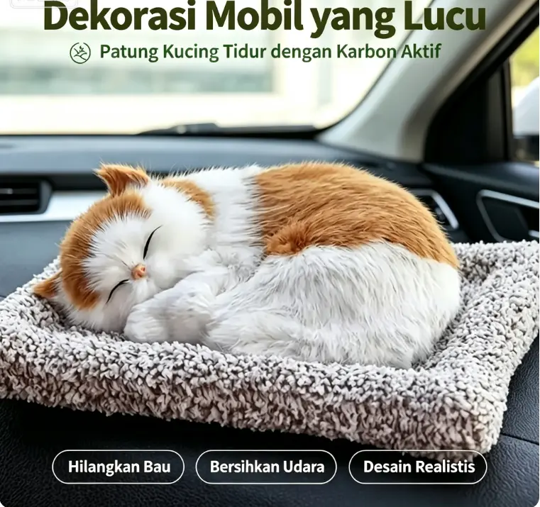Kucing tidur penghilang bau mobil, lucu banget! Bisa buat di mobil atau meja #DekorasiMobil #AksesorisMobil #Lucu